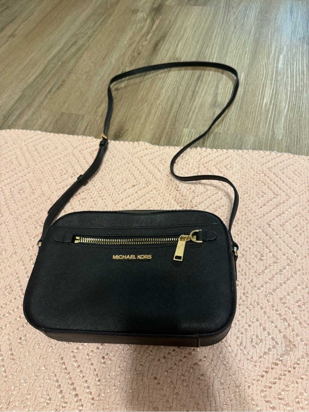 Michael Kors Black Saffiano Crossbody with Gold Accents - Picture 2 of 2